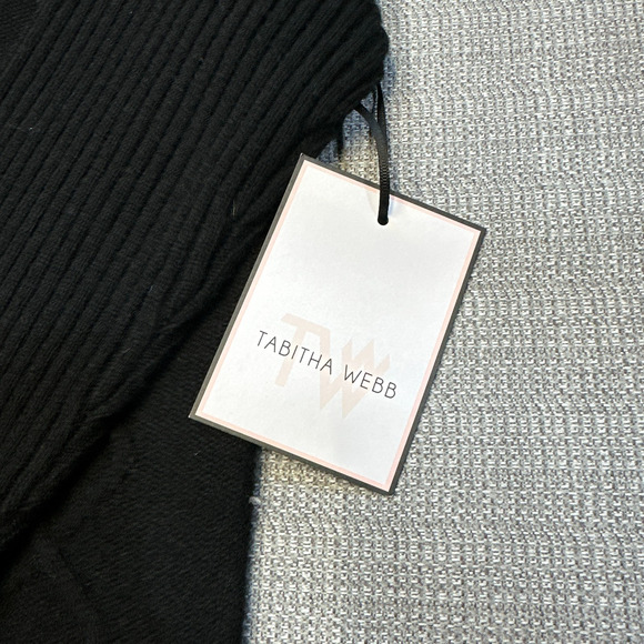Tabitha Webb Poncho Sweater Womens Small Black Cable Knit Turtleneck Wool Blend - Picture 2 of 10